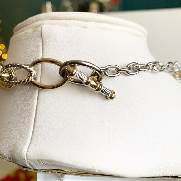 STATEMENT Round Silver & Gold Tone Chain Necklace - Picture 5 of 5